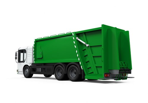 Properly loaded enclosed skip on a construction site